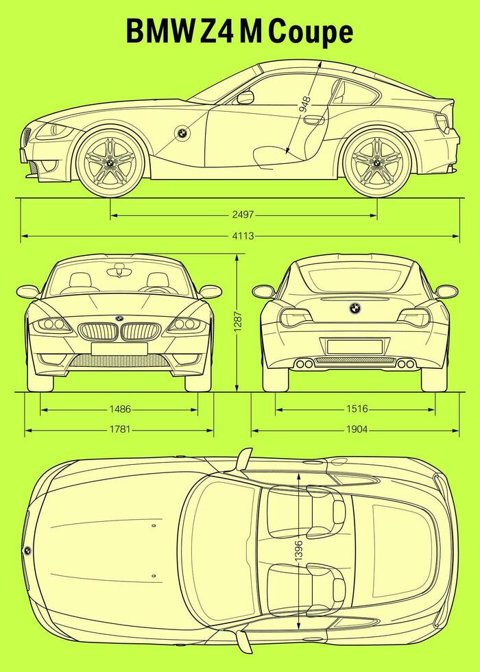 2006 BMW z4 m coupe auto blauwdruk vector