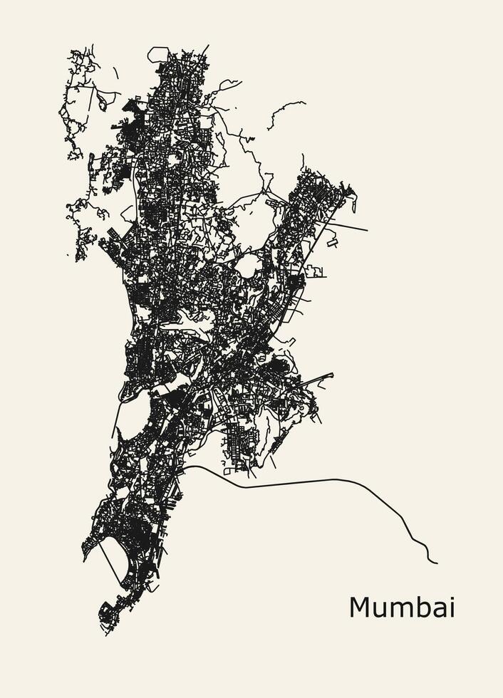 stad weg kaart van Mumbai, maharashtra, Indië vector