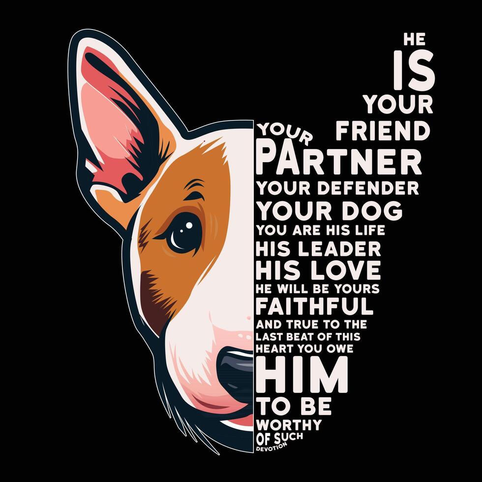 hij is uw vriend uw partner uw verdediger uw hond typografie t-shirt ontwerp illustratie pro vector