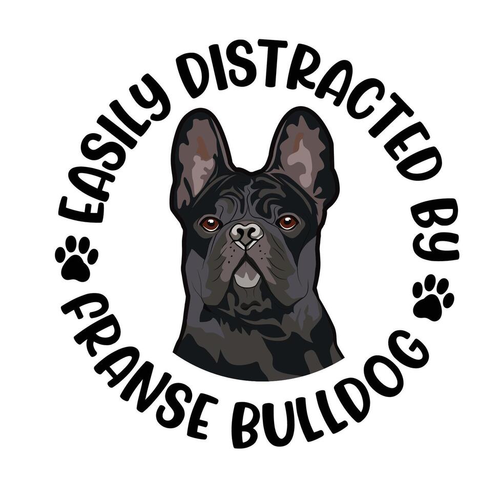 gemakkelijk afgeleid door Frans bulldog hond typografie t-shirt ontwerp vrij vector