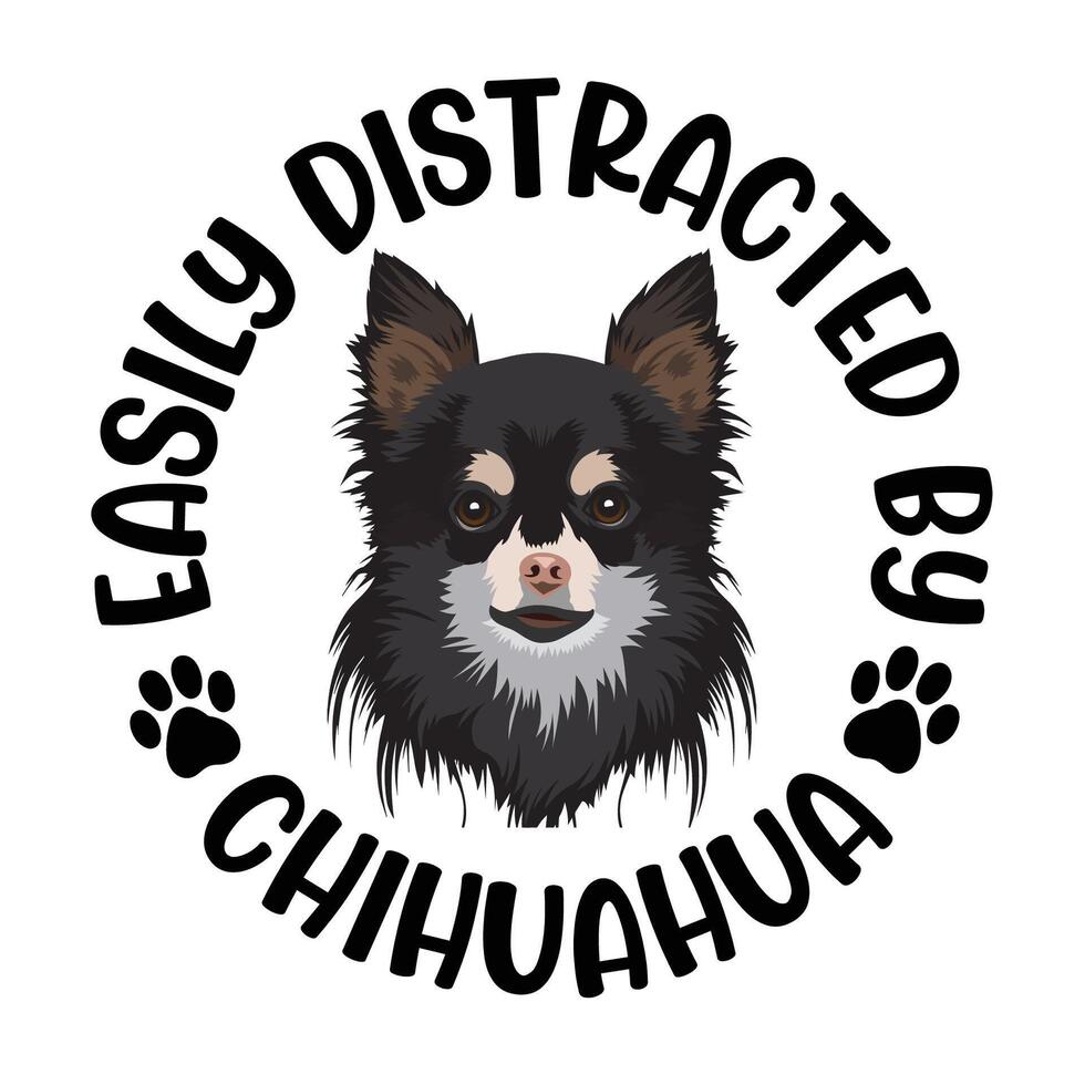 gemakkelijk afgeleid door chihuahua hond typografie t-shirt ontwerp vrij vector