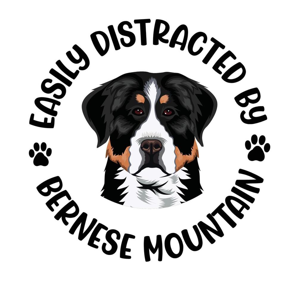 gemakkelijk afgeleid door bernese berg hond typografie t overhemd ontwerp pro vector