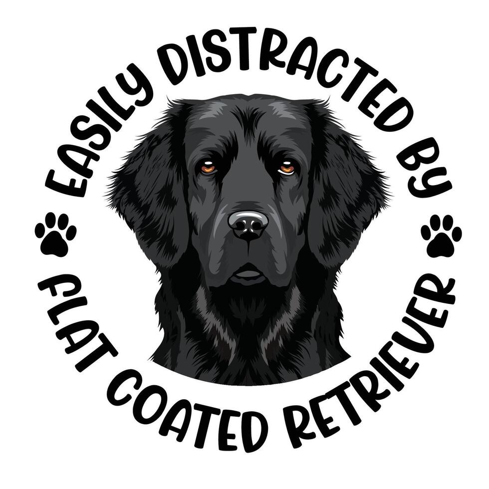 gemakkelijk afgeleid door plat gecoat retriever hond typografie t-shirt ontwerp pro vector