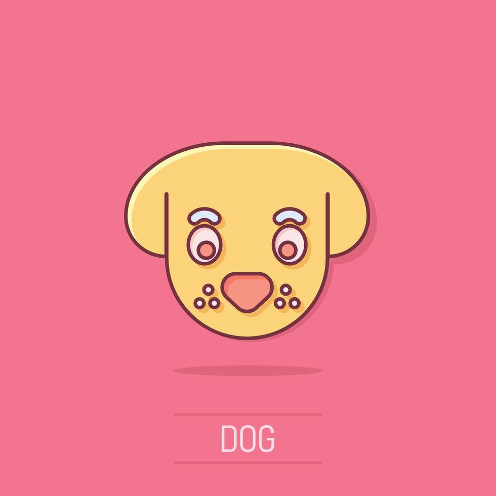 hond hoofd icoon in grappig stijl. schattig huisdier tekenfilm vector illustratie Aan geïsoleerd achtergrond. dier plons effect bedrijf concept.