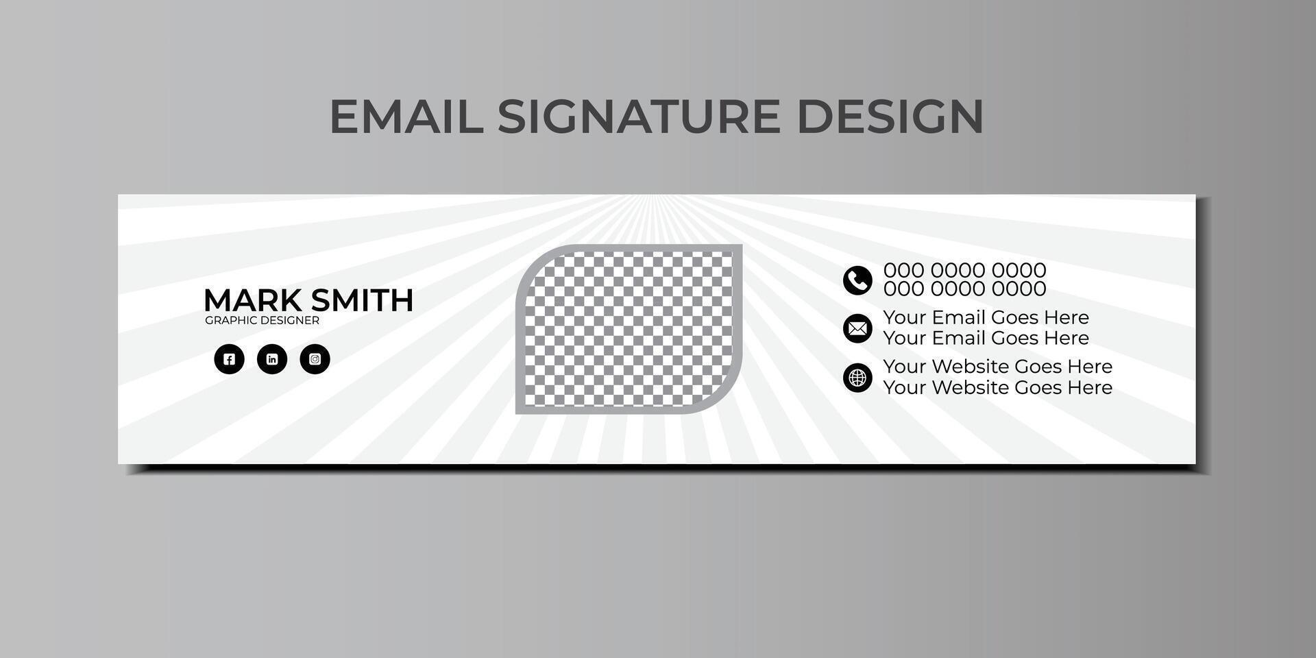 e-mail handtekening ontwerp wit kleur achtergrond vector