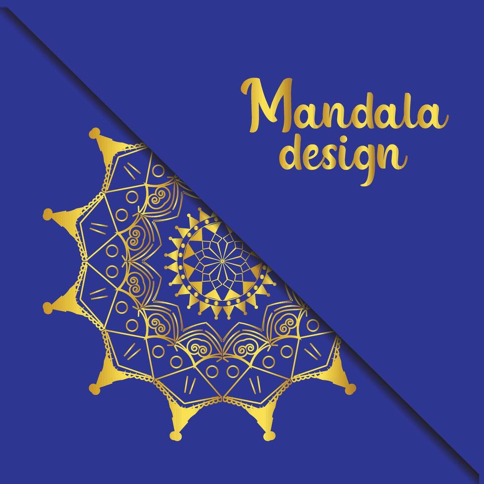 luxe pro mandala ontwerp met blauw kleur achtergrond en Aziatisch moslim stijl mandala vector