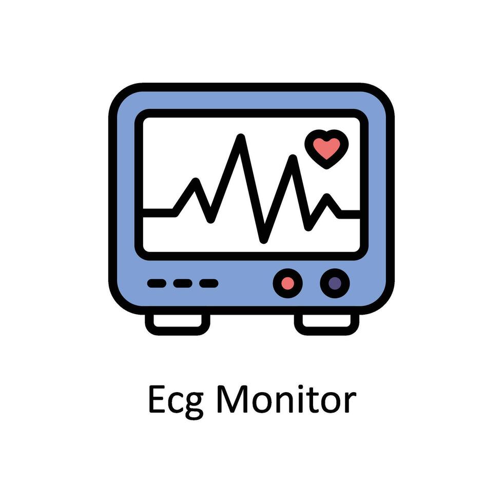 ecg toezicht houden op vector gevulde schets icoon stijl illustratie. eps 10 het dossier