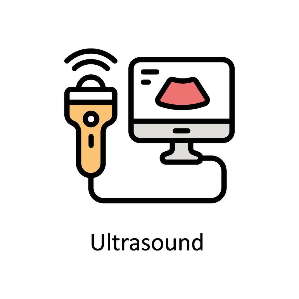 echografie vector gevulde schets icoon stijl illustratie. eps 10 het dossier