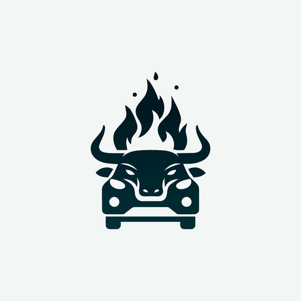auto, vuur, en stier hoofd logo sjabloon vector gebruik t-shirt ontwerp