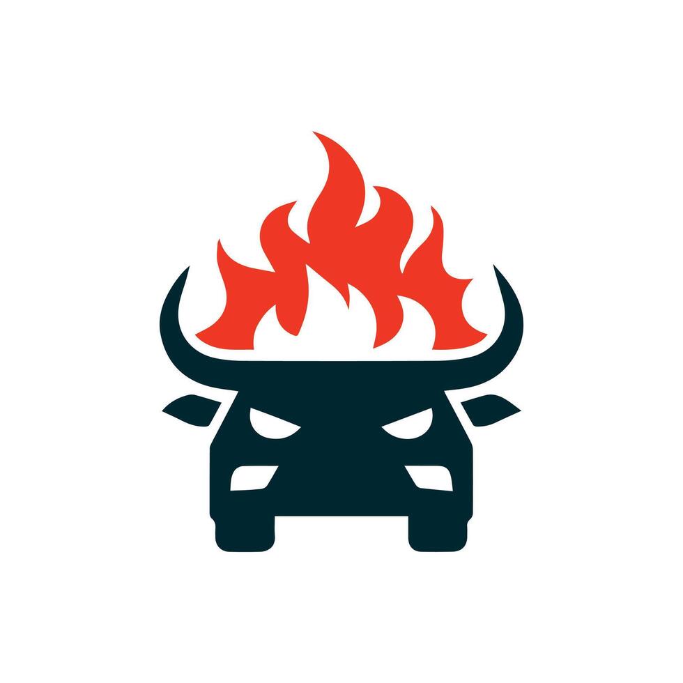 auto, vuur, en stier hoofd logo sjabloon vactor gebruik t-shirt vector