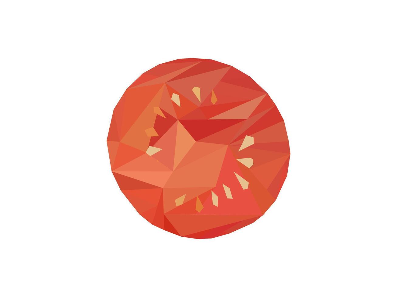 veelhoekige fruit of groente. illustratie van de binnen van een tomaat in laag poly. abstract ontwerp icoon kunst vector