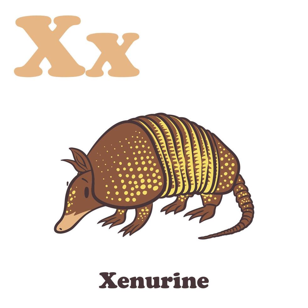 xenurine alfabet tekenfilm karakter voor kinderen vector