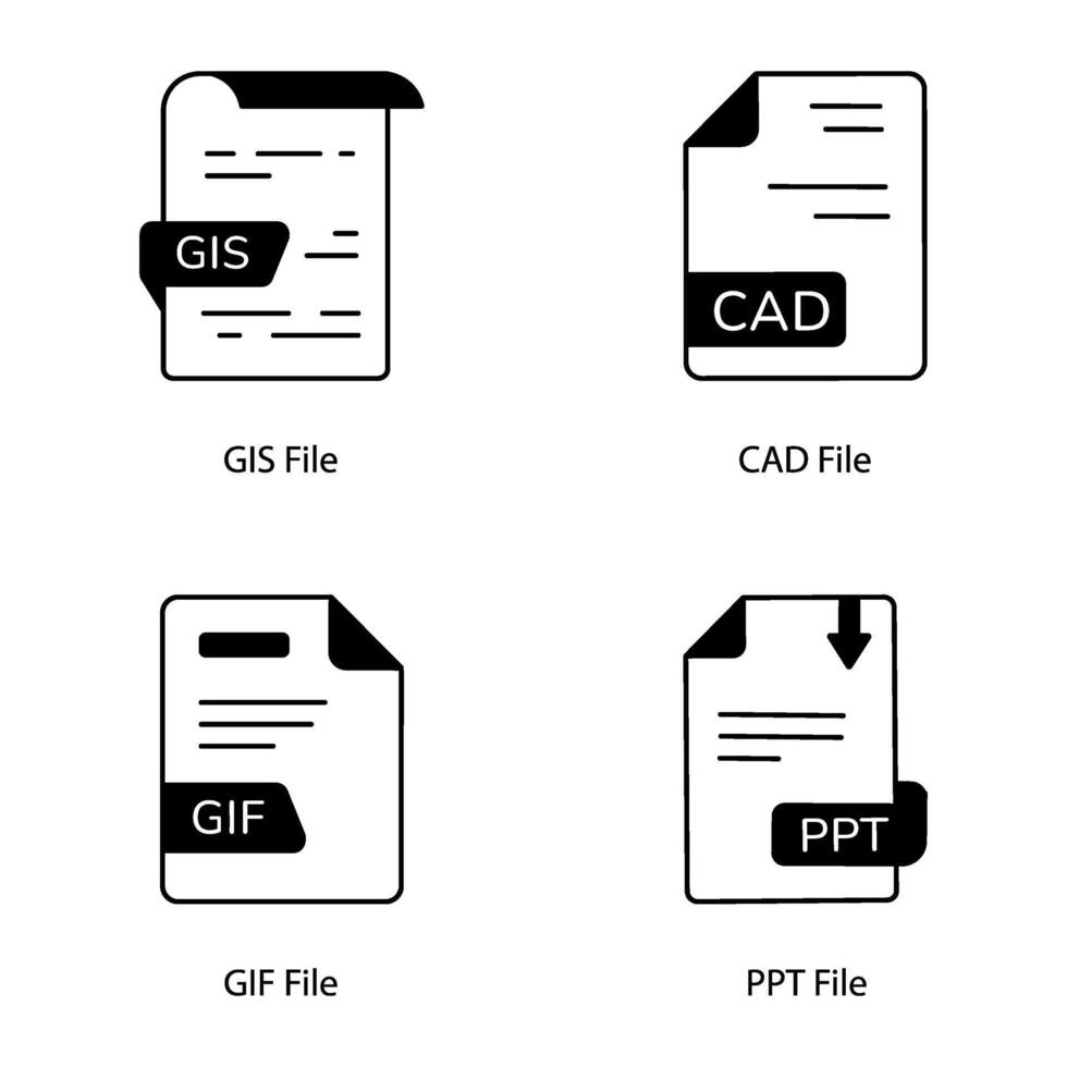 reeks van het dossier formaten lineair pictogrammen vector