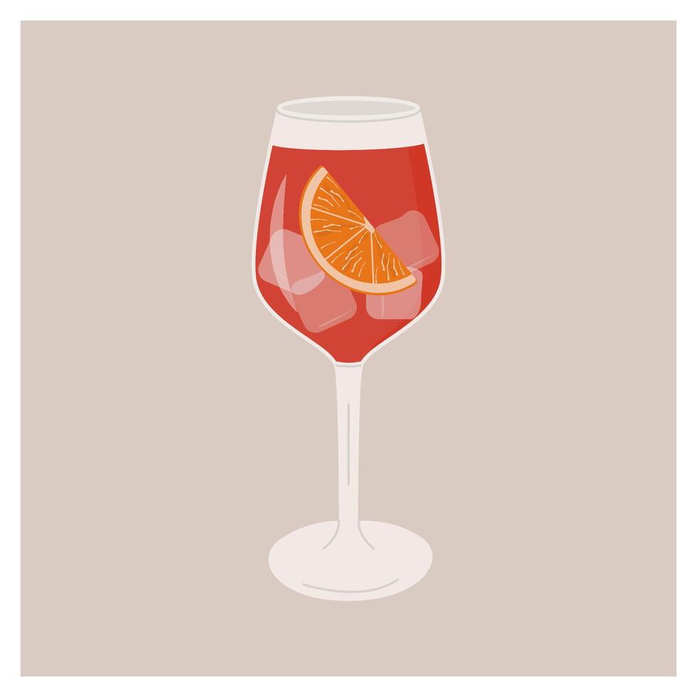 klassiek sangria cocktail met plak van oranje in de wijn glas. traditioneel Spaans drinken met fruit en bessen. zomer aperitief. alcoholisch drank. vector illustratie geïsoleerd Aan achtergrond.