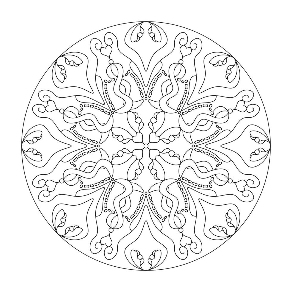 mandala met harten. abstract. kleur bladzijde. kunst therapie. vector