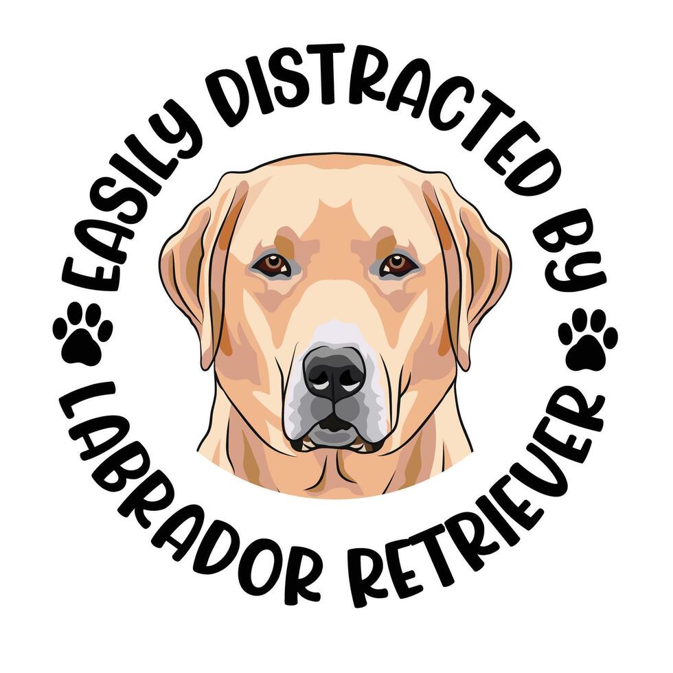 gemakkelijk afgeleid door labrador retriever hond typografie t-shirt ontwerp pro vector