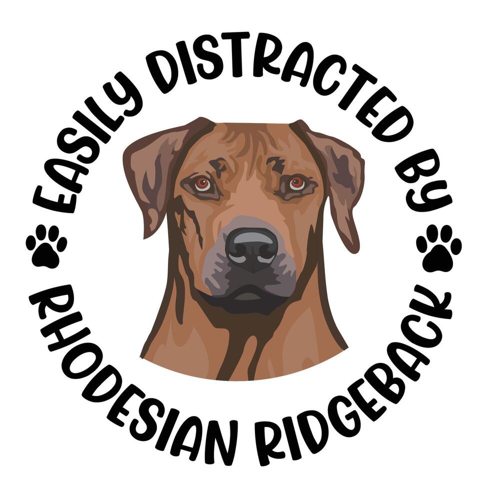 gemakkelijk afgeleid door rhodesian ridgeback hond typografie t-shirt ontwerp pro vector