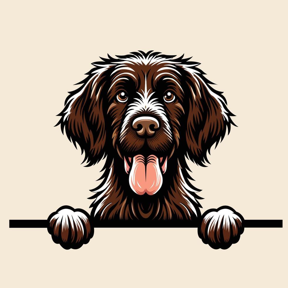 ai gegenereerd Duitse ruwhaar wijzer hond gluren gezicht illustratie vrij vector