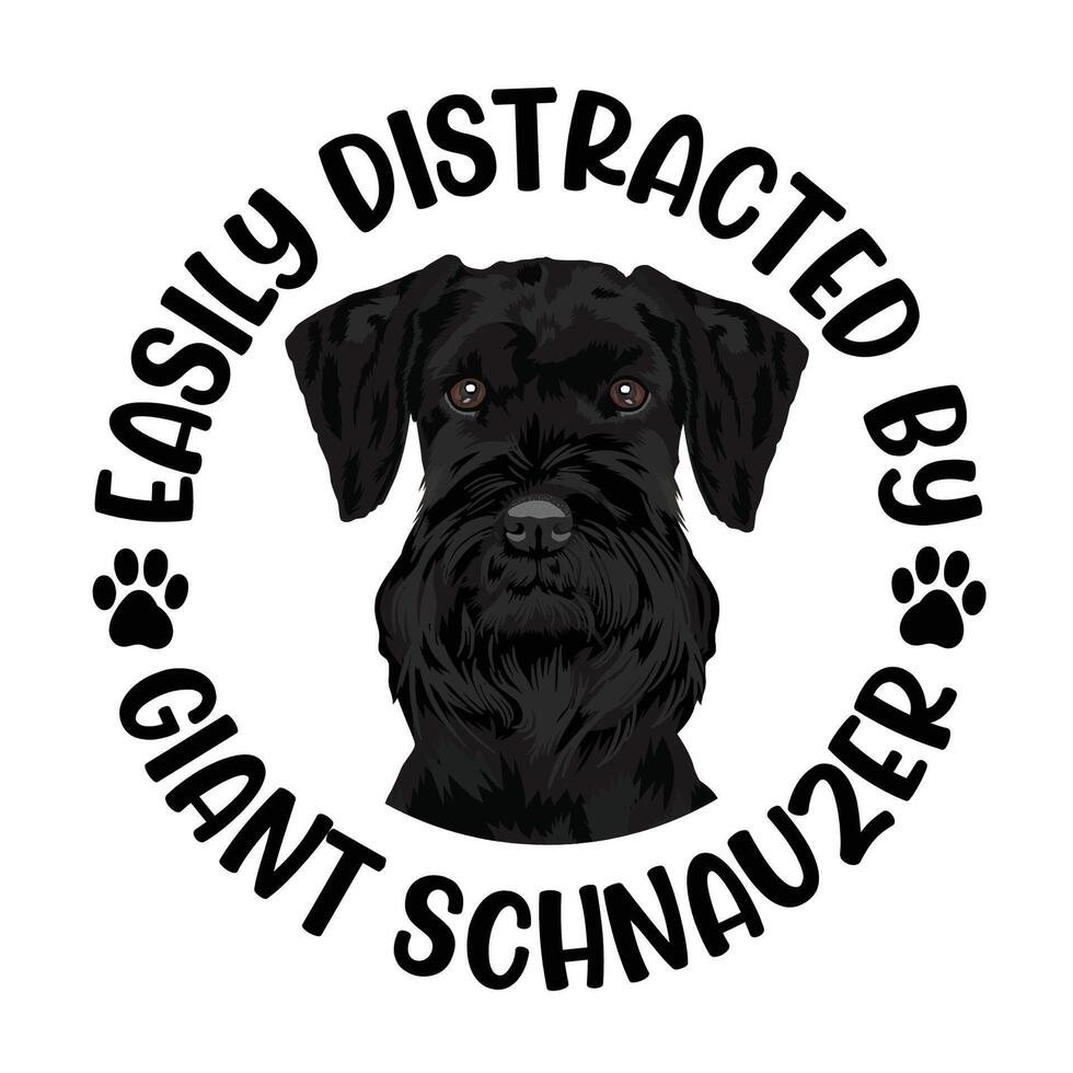 gemakkelijk afgeleid door reusachtig schnauzer hond typografie t-shirt ontwerp pro vector