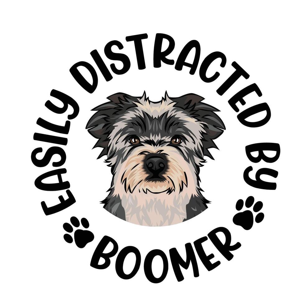 gemakkelijk afgeleid door boomer hond typografie t overhemd ontwerp pro vector