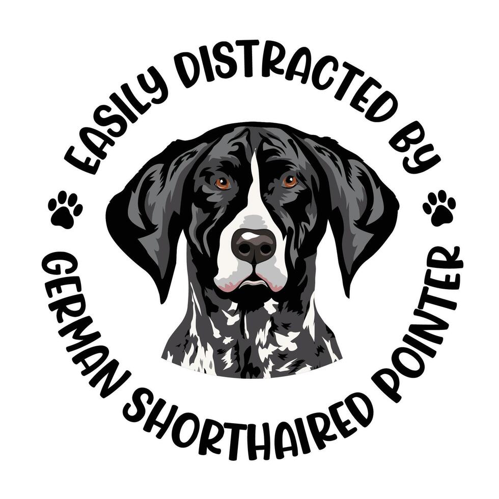 gemakkelijk afgeleid door Duitse kortharig wijzer hond typografie t-shirt ontwerp pro vector