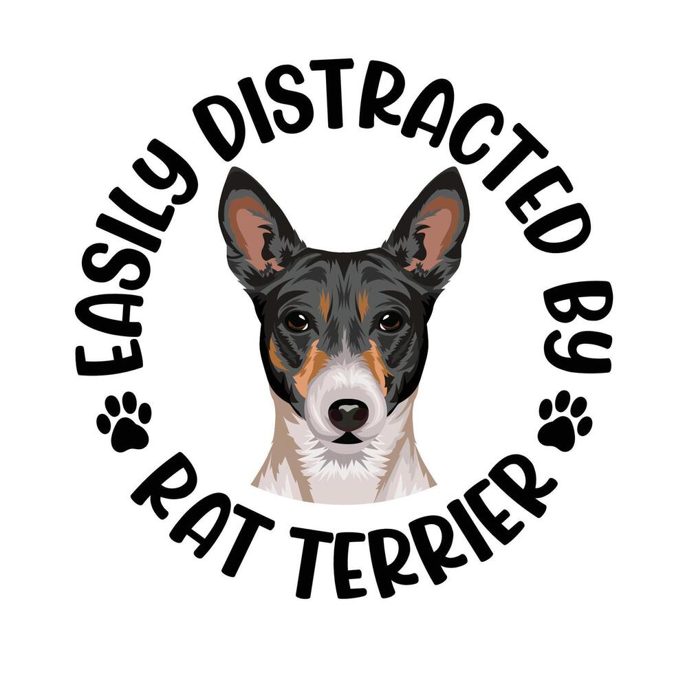 gemakkelijk afgeleid door Rat terriër hond typografie t-shirt ontwerp pro vector
