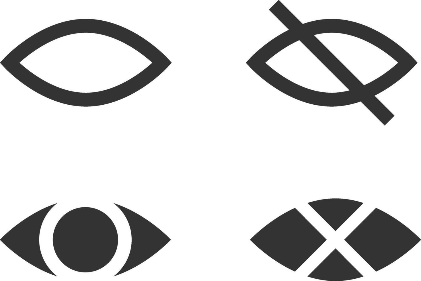 reeks tonen wachtwoord icoon, oog symbool. vector visie verbergen van kijk maar icoon. geheim visie web ontwerp element.