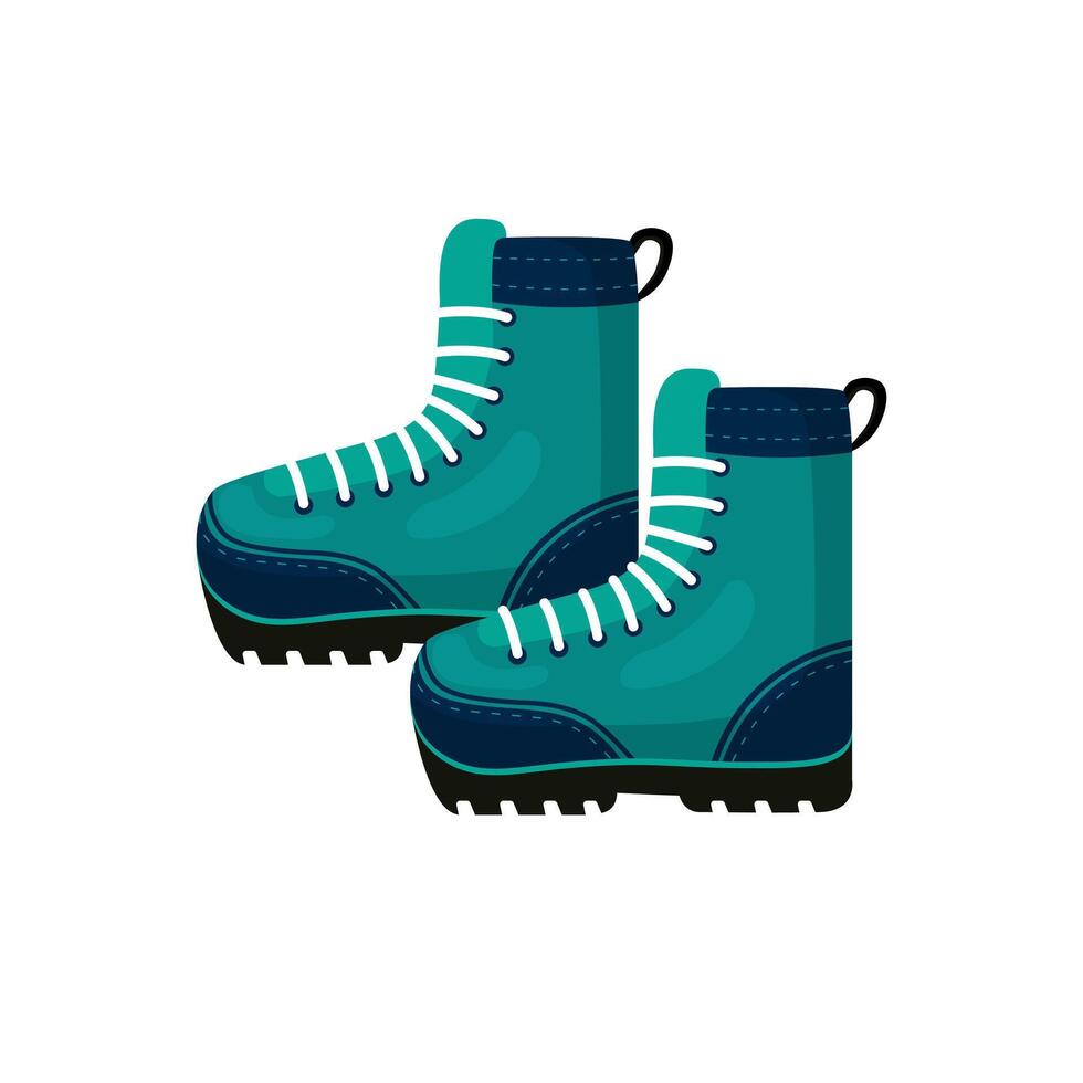 wandelen of bijhouden laarzen. blauw veterschoen toerist schoenen geïsoleerd Aan een wit achtergrond. vector illustratie