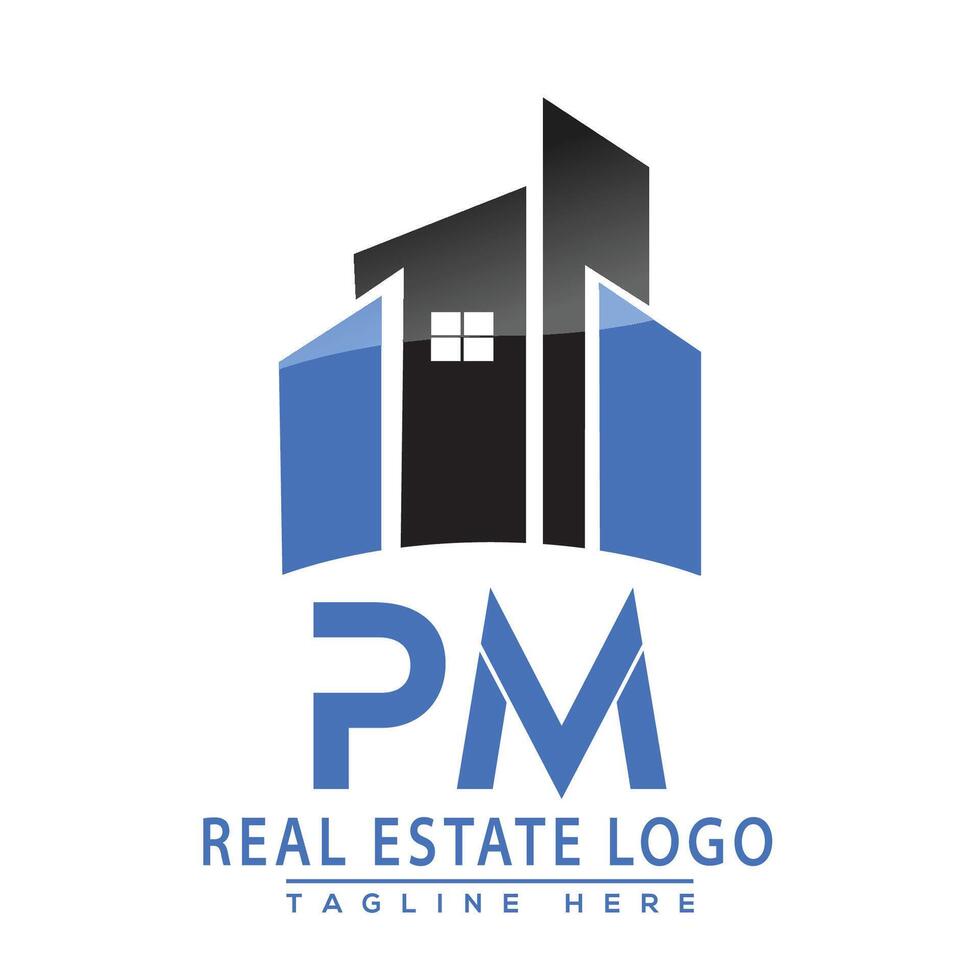 p.m echt landgoed logo ontwerp huis logo voorraad vector. vector