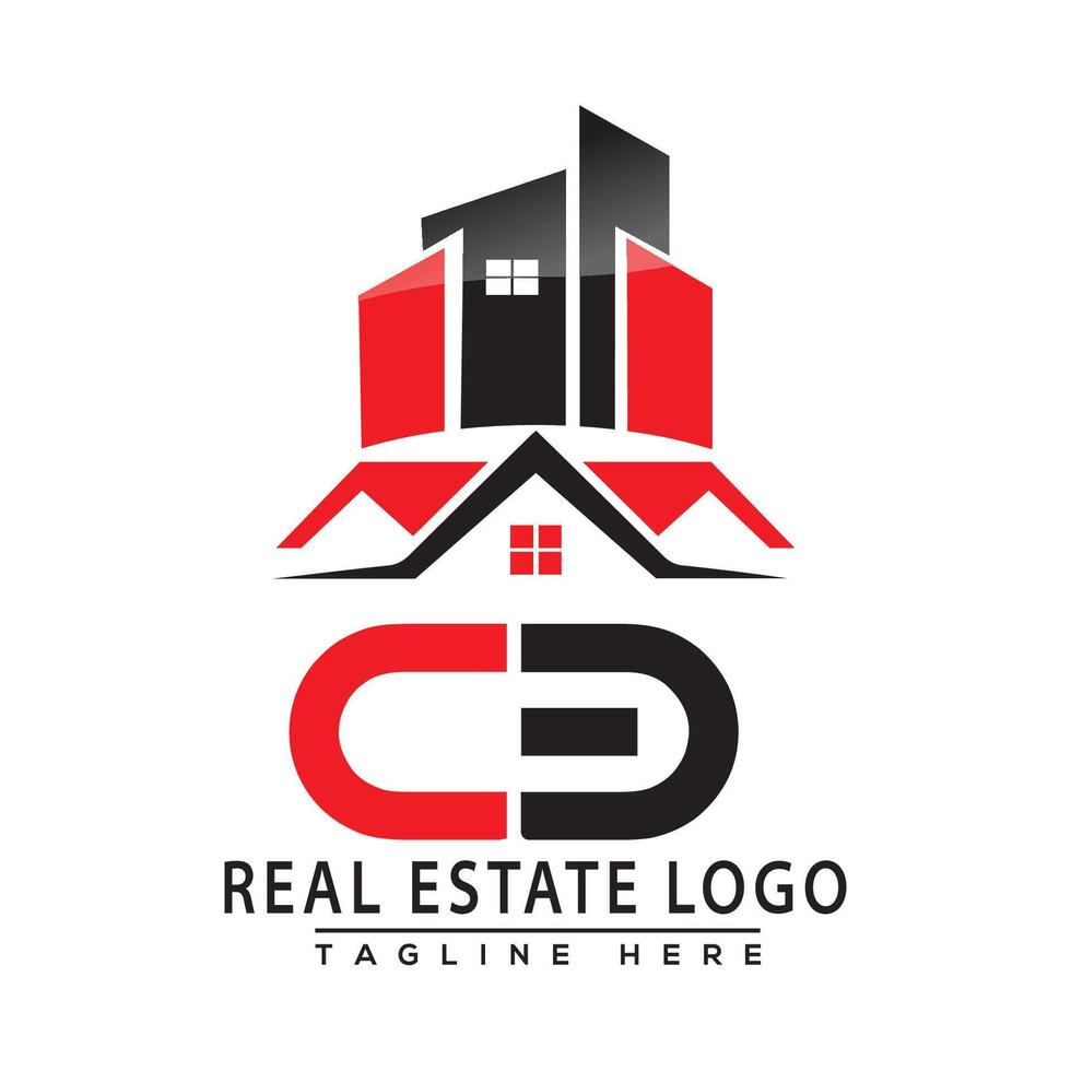 cb echt landgoed logo rood kleur ontwerp huis logo voorraad vector. vector