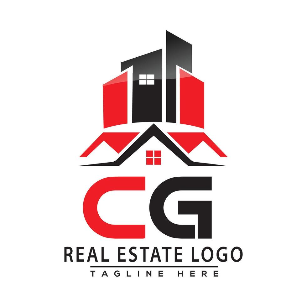 cg echt landgoed logo rood kleur ontwerp huis logo voorraad vector. vector