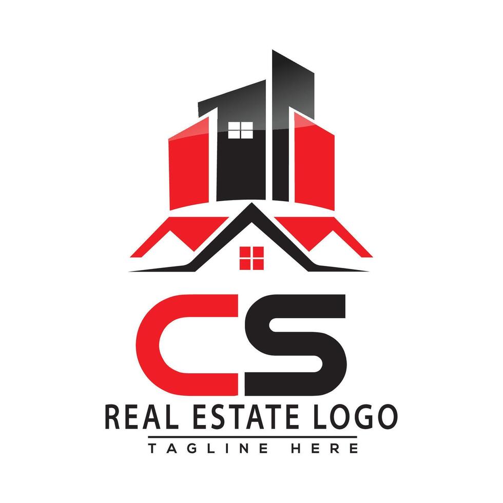 cs echt landgoed logo rood kleur ontwerp huis logo voorraad vector. vector