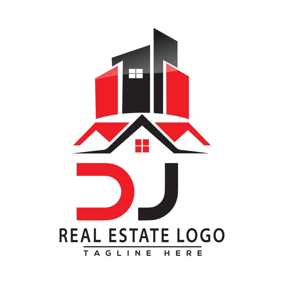 dj echt landgoed logo rood kleur ontwerp huis logo voorraad vector. vector