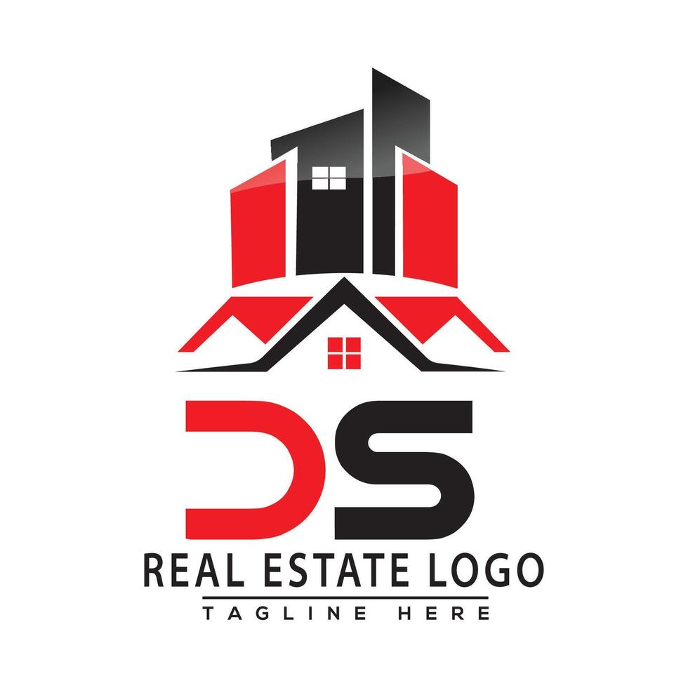 ds echt landgoed logo rood kleur ontwerp huis logo voorraad vector. vector