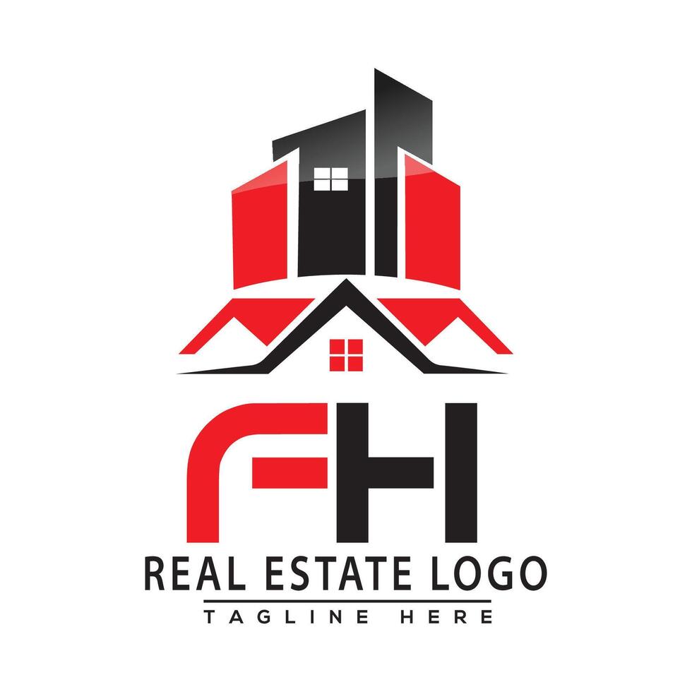 fh echt landgoed logo rood kleur ontwerp huis logo voorraad vector. vector