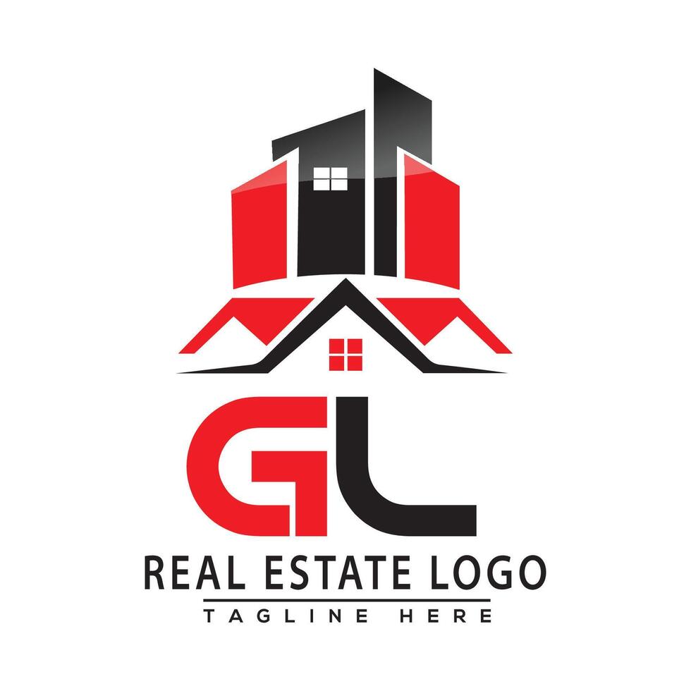 gl echt landgoed logo rood kleur ontwerp huis logo voorraad vector. vector