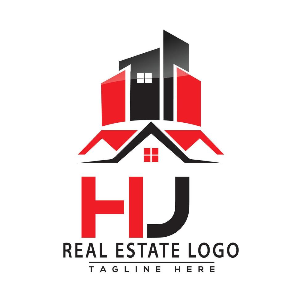 hj echt landgoed logo rood kleur ontwerp huis logo voorraad vector. vector