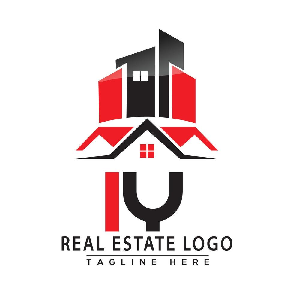 iy echt landgoed logo rood kleur ontwerp huis logo voorraad vector. vector