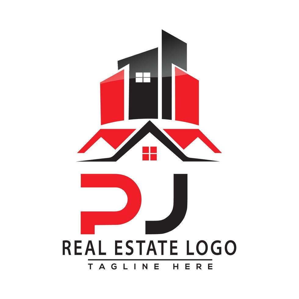 pj echt landgoed logo rood kleur ontwerp huis logo voorraad vector. vector