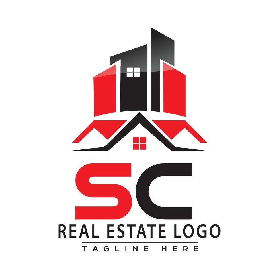 sc echt landgoed logo rood kleur ontwerp huis logo voorraad vector. vector