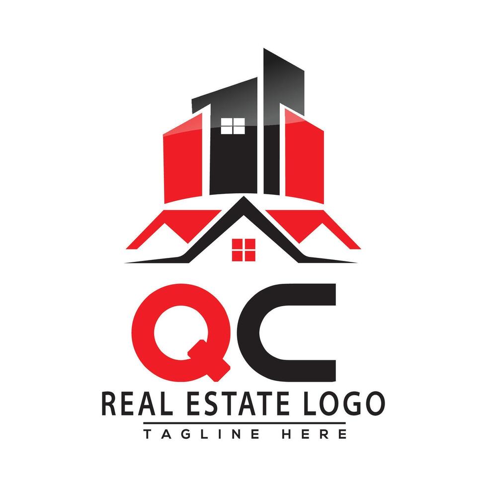 qc echt landgoed logo rood kleur ontwerp huis logo voorraad vector. vector