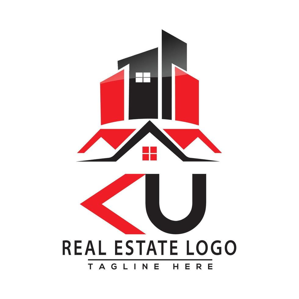 ku echt landgoed logo rood kleur ontwerp huis logo voorraad vector. vector