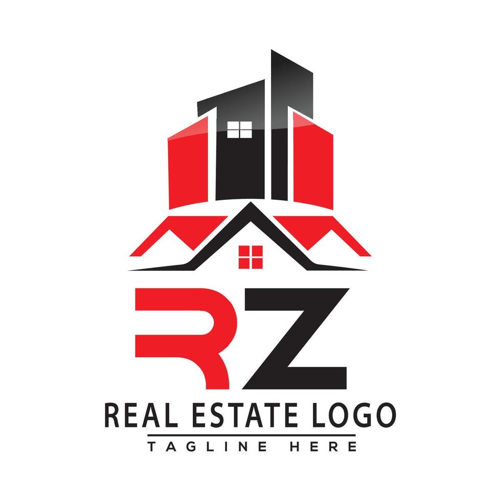 rz echt landgoed logo rood kleur ontwerp huis logo voorraad vector. vector