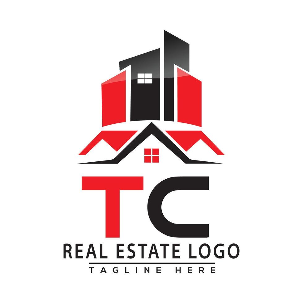 tc echt landgoed logo rood kleur ontwerp huis logo voorraad vector. vector