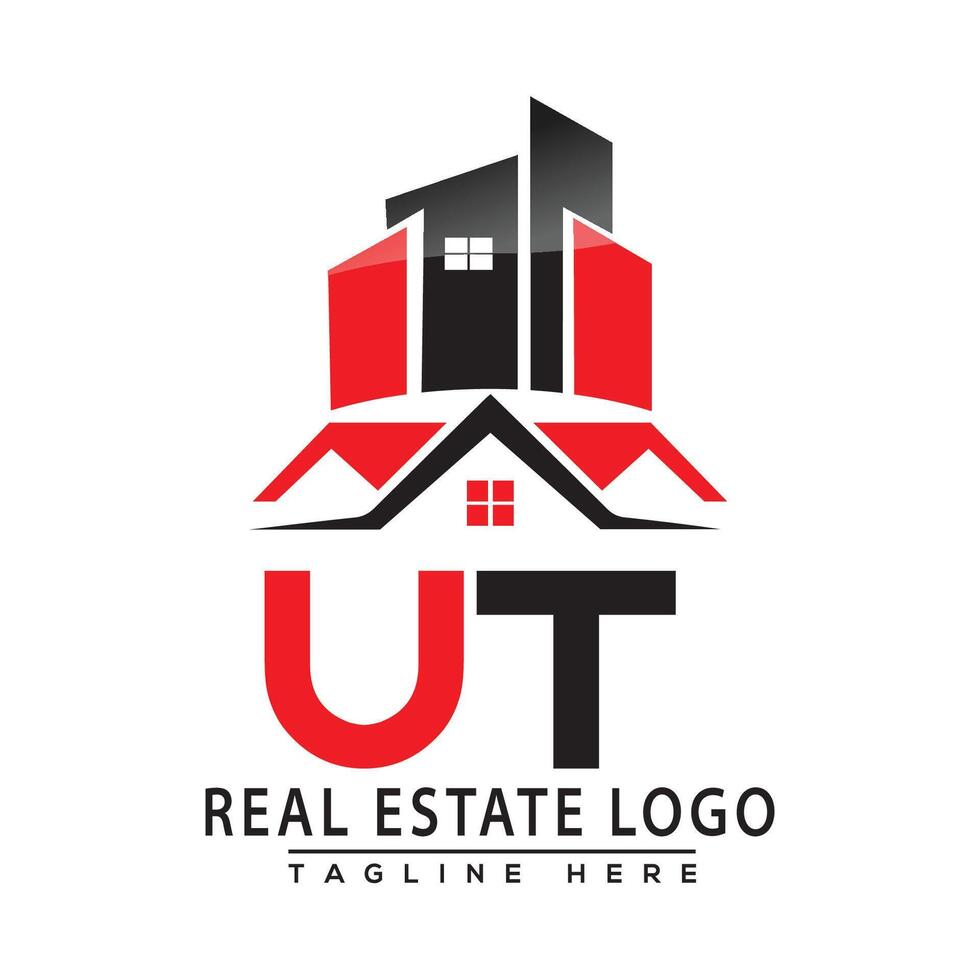 ut echt landgoed logo rood kleur ontwerp huis logo voorraad vector. vector