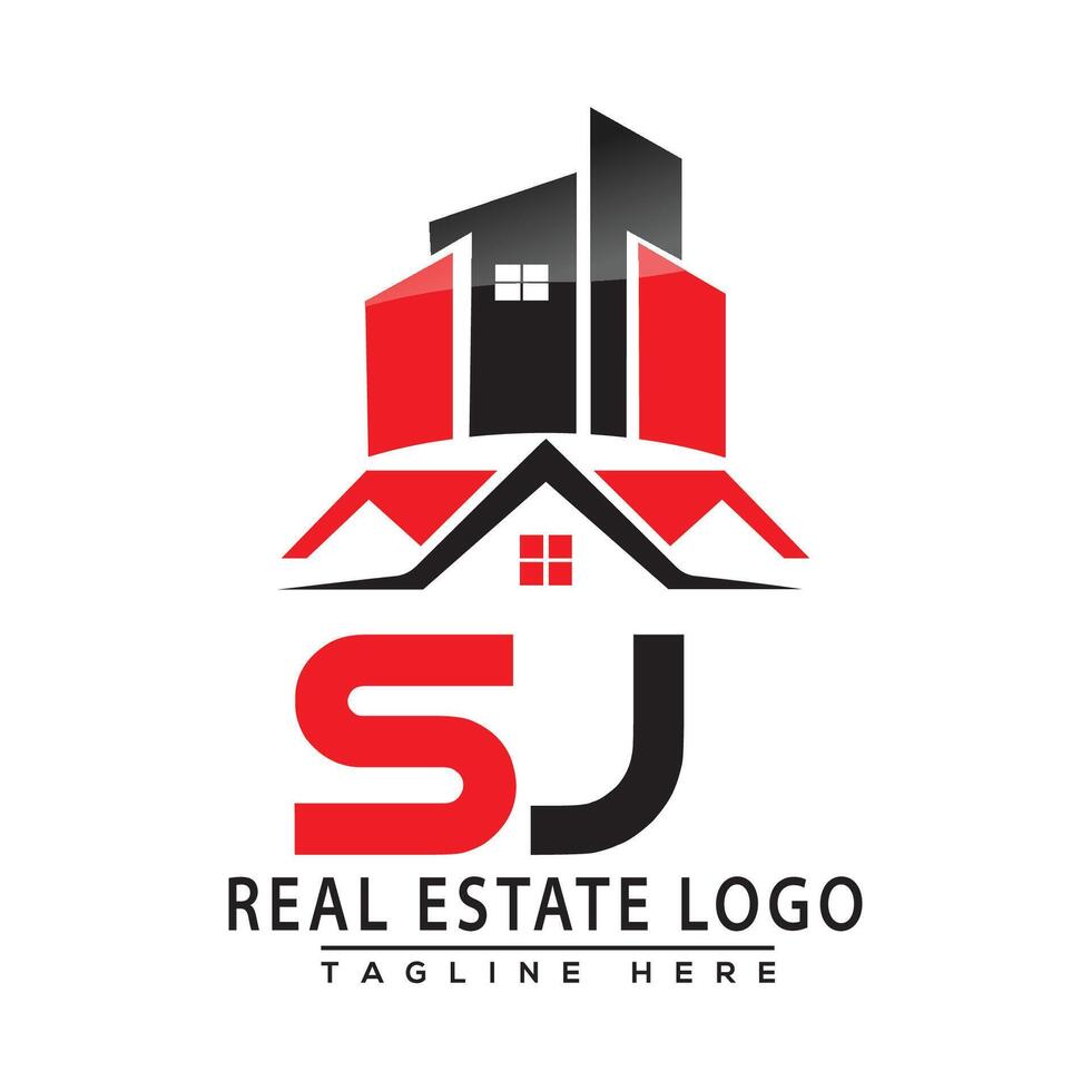 sj echt landgoed logo rood kleur ontwerp huis logo voorraad vector. vector