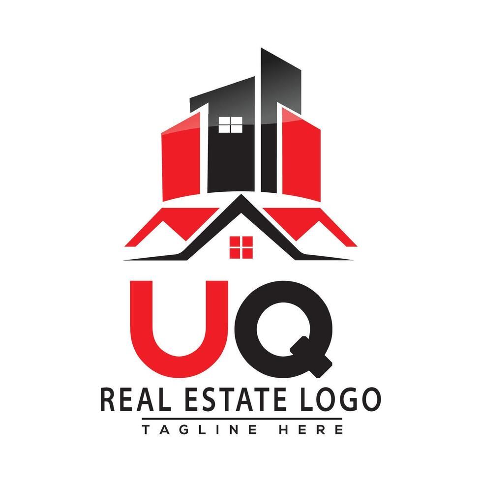 uq echt landgoed logo rood kleur ontwerp huis logo voorraad vector. vector