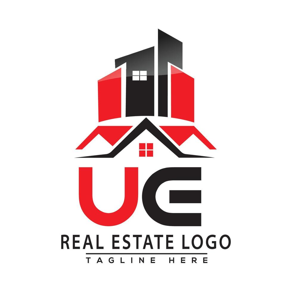 ue echt landgoed logo rood kleur ontwerp huis logo voorraad vector. vector