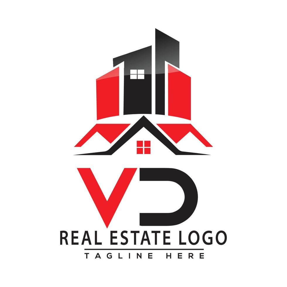 vd echt landgoed logo rood kleur ontwerp huis logo voorraad vector. vector