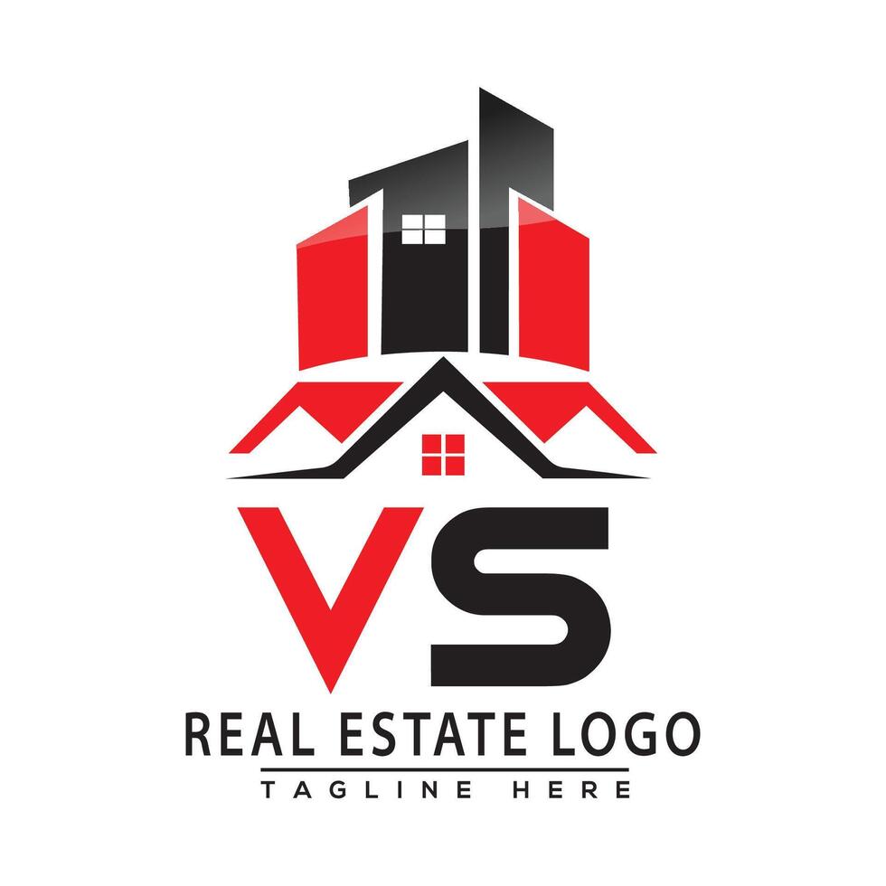 vs echt landgoed logo rood kleur ontwerp huis logo voorraad vector. vector